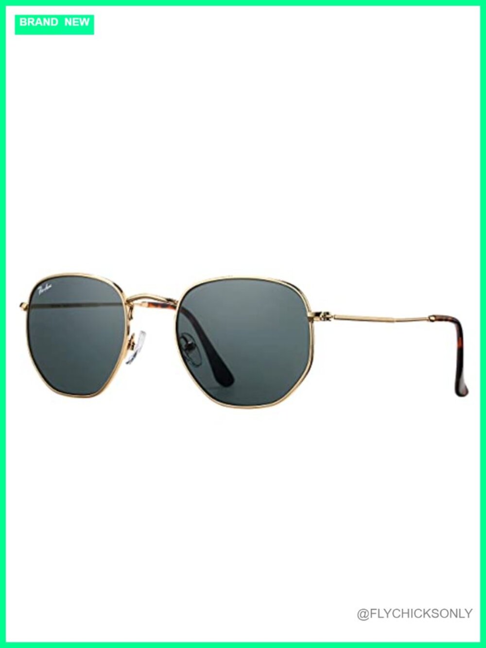 Hexagonal glass lens sunglasses UV400 unisex